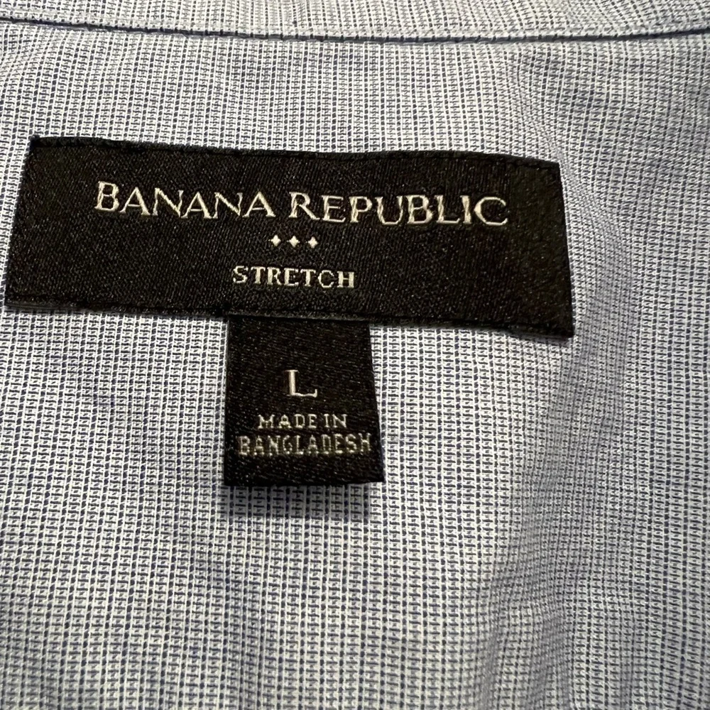BANANA REPUBLIC stretch size L large blue shirt sleeve button up shirt